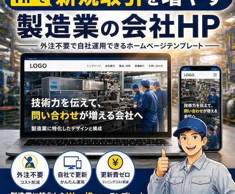 製造業｜WP簡単設置できる業種特化したHP作れます