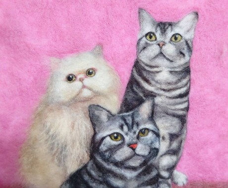 羊毛画であなたの猫ちゃんをそっくりに作ります どこにもない平面の羊毛アート！A4(21.1×29.8cm) イメージ2