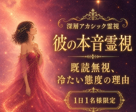 彼の本音と既読無視・音信不通の理由を深層霊視します 大人の恋の停滞にも。通算500件超の深層霊視で答えます イメージ1