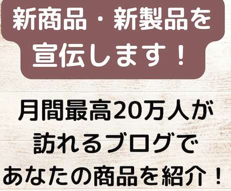 あなたの新商品・新製品を全力で紹介します 月最高20万人が訪れるブログで新商品・新製品を紹介致します！ イメージ1