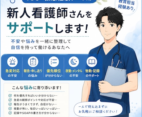 ICU・救急経験ナースが新人ナースをサポートします 急変・報告・優先順位を丁寧にサポート イメージ1