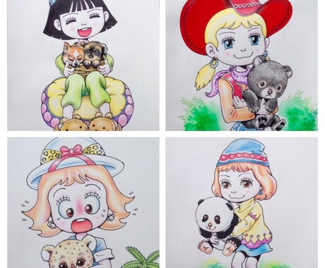 ほんわか癒し系、かわいいイラストお描きします 優しいタッチの似顔絵やイラスト水彩画、アクリル画、色鉛筆等 イメージ2