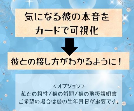 精密タロット24h以内回答【彼の本音】お伝えします ◆初回５００円◆男性心理を含めた彼の取扱説明書を作成します イメージ2