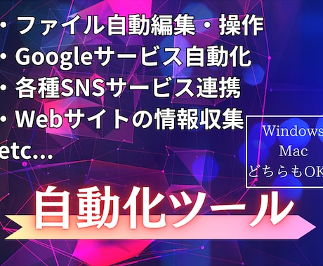 面倒なPC作業・事務作業をRPAで自動化します ツールの導入や使い方までしっかりサポートいたします！ イメージ1