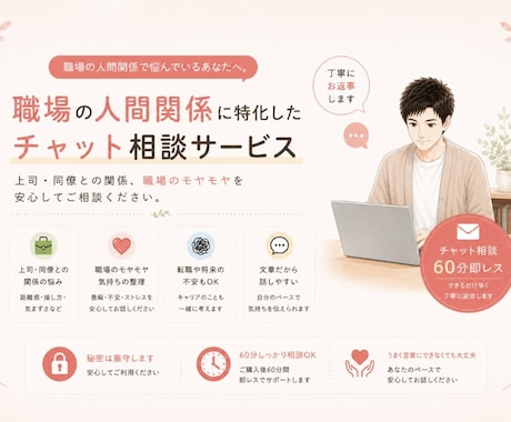 職場の人間関係の悩み聞きます 60分チャットで気持ち整理をお手伝いします イメージ1