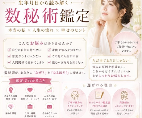 上辺だけじゃなく、“心の奥”数秘術で占います “本当のあなた”を知った瞬間、人生は少しラクになります イメージ1