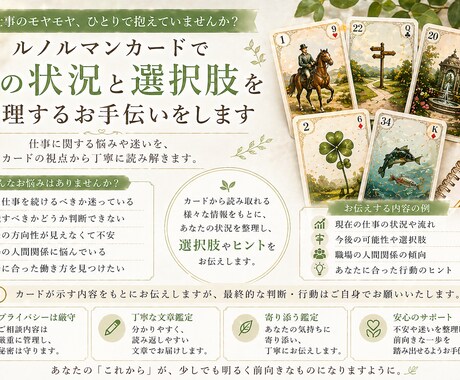 仕事や今後の流れについて丁寧に読み解きます 迷いや不安を整理し、これからのヒントをお伝えします イメージ2