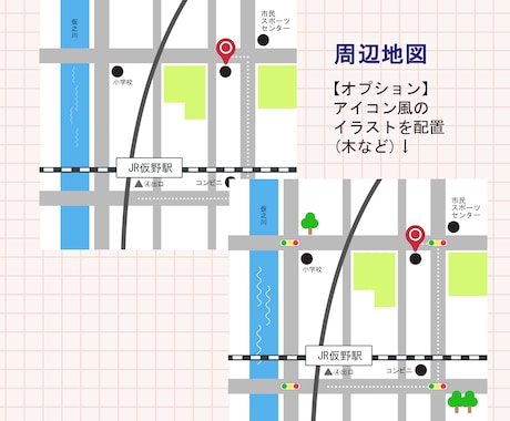 最短２日。経路が見やすい簡易地図を作ります ラフ修正無制限。シンプルなアクセスマップ。イラストアイコンも イメージ2