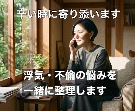 浮気・不倫の悩みを一緒に整理します 弁護士・探偵・カウンセラーどこに相談すべか迷ったらまずここへ イメージ1
