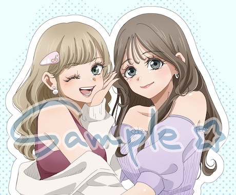 ペア画OK！かわいい女の子2人組のイラスト描きます SNSアイコンや推しとのツーショットにも！ イメージ2