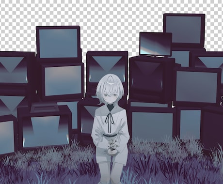 商用◎動画歌詞入れ◎MV一枚絵イラスト描きます 表情差分、背景透過素材、パーツ分けも対応可能 イメージ2