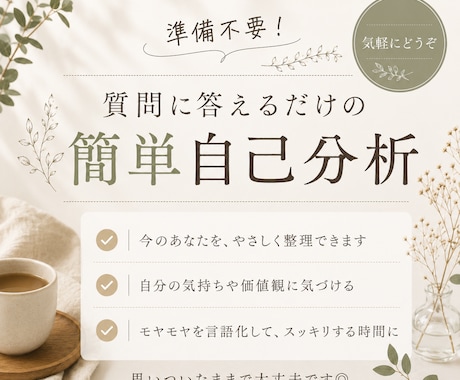準備不要！質問に答えるだけのチャット自己分析します 最短当日お届け！LINE感覚で答えるだけの簡単５問自己分析 イメージ1