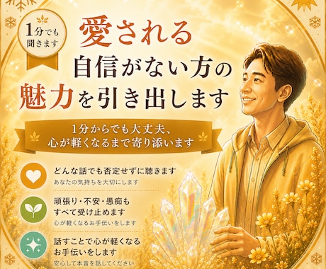 愛される自信がない方の魅力を引き出します 1分からでも大丈夫、心が軽くなるまで寄り添います イメージ1