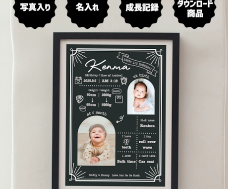 ハーフバースデーの写真入りポスター作ります 成長記録を残すハーフバースデーボード(Chalk) イメージ2