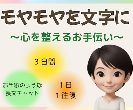 お手紙チャットで、あなたの悩みや想いをお聴きします 人間関係/子育て/家族/仕事/将来…色んなモヤモヤを言語化☆ イメージ1