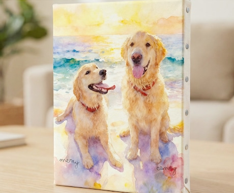 うちの子ペット似顔絵を水彩画キャンバスで制作します 犬・猫・うさぎ・人｜プレゼント・メモリアルにどうぞ イメージ1