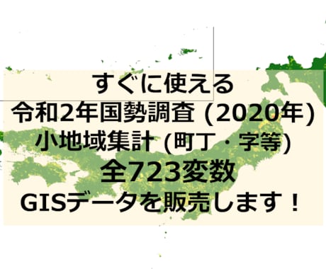 国勢調査小地域集計全指標のGISデータを販売します 令和2年国勢調査小地域集計 (町丁・字等)全指標 イメージ1