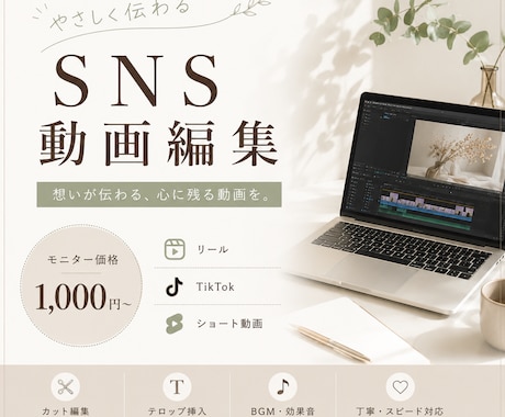 期間限定|SNS動画編集をモニター価格で承ります 費用は抑えて動画編集してほしい方、お手伝いをさせてください！ イメージ1