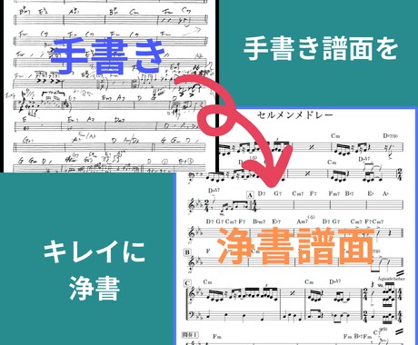 手書きの譜面を浄書いたします キレイな譜面を経験豊富なプロが作成いたします！！ イメージ1