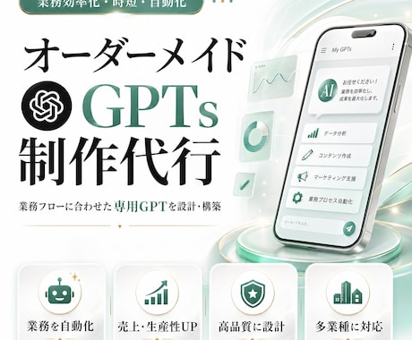 AIで業務効率化！オーダーメイドGPTs制作します ChatGPT｜あなたの業務に最適化したGPTsつくります イメージ1