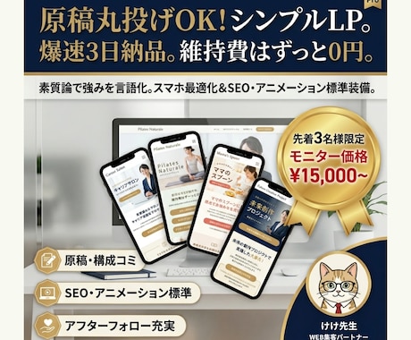 維持費0円・丸投げ◎‼️爆速で売れるLP制作します 【先着3名モニター】素質論で強みを表現❣️文章作成も丸投げ✨ イメージ1