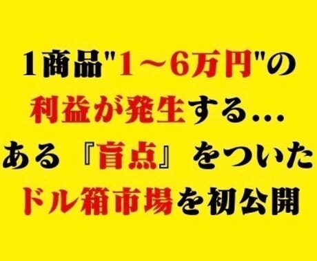1商品1〜6万円の利益が出るドル箱市場教えます 先着10名様限定で15,000円▶︎5,000円で販売中！ イメージ1