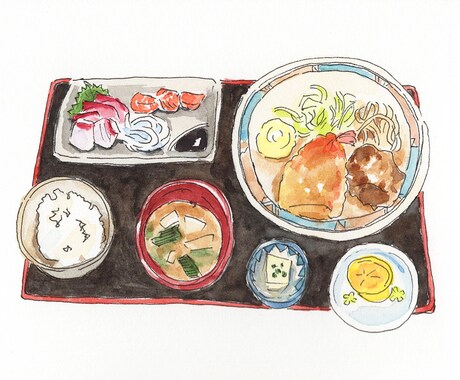 雑誌、ウェブ、メニューに載せる食べ物を描きます 飲食店のメニュー、レシピ、カードに載せる手描き風イラスト イメージ1
