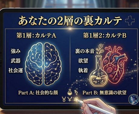 あなたの表の顔と裏の欲望2層の裏カルテを作ります 綺麗事なし！四柱推命×占星術で導きます！ イメージ2