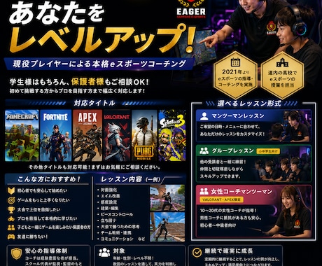 eスポーツ、ゲームのコーチングを行います イメージ1