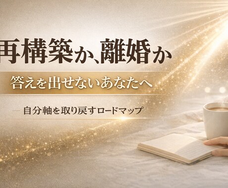 夫の不倫→自分軸を取り戻すためのステップ教えます 「再構築か離婚か答えを出せないあなたへ」 振り回されない方法 イメージ1