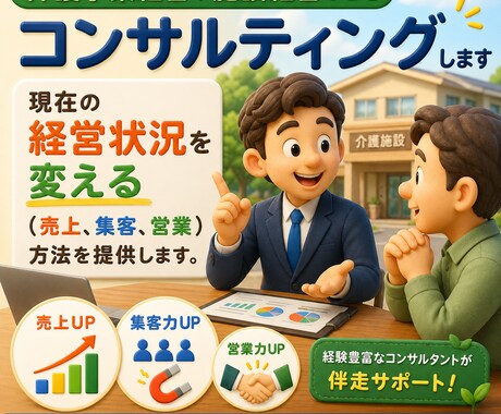 介護事業経営や施設経営などをコンサルティングします 現在の経営状況を変える（売上、集客、営業）方法を提供します。 イメージ1