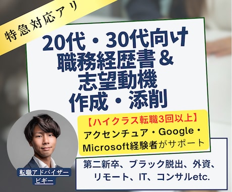 職務経歴書＆志望動機を転職のプロが作成・添削します 【ハイクラス転職3回以上】GAFAM社員が転職書類をサポート イメージ1