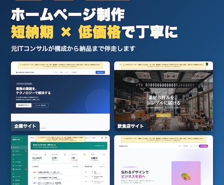 スマホ対応のホームページを短納期で制作します 元ITコンサルが構成から丁寧に｜最短3日・修正10回まで イメージ1
