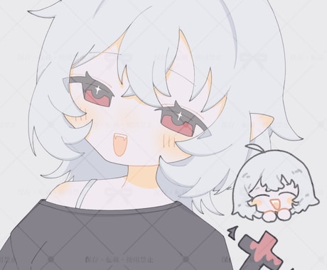 詰め込みイラスト描きます 胸上等身とゆる〜いミニキャラとモチーフ イメージ1
