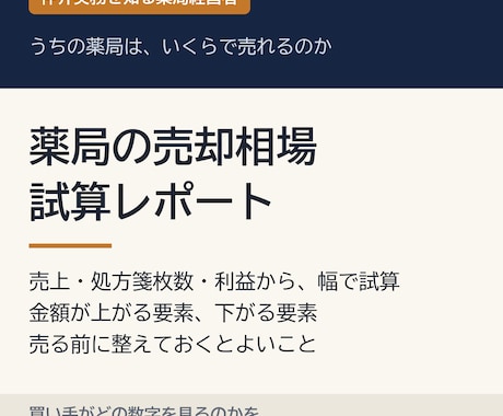 薬局の売却相場を試算してレポートにします イメージ1