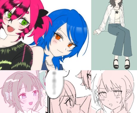 イラスト描きます 通常等身、デフォルメ、立ち絵、1p漫画、詰め込み(夢絵可) イメージ2