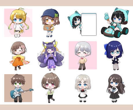 ちびキャラ、ミニキャライラストお描きします アイコン、サムネ、グッズにも!!商用料込みです イメージ2