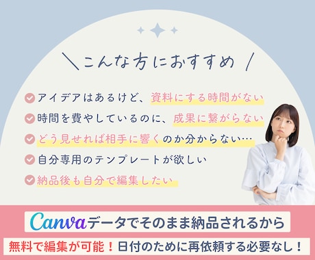 伝わるスライド資料を丁寧に作成します 高品質！Canvaデータ付き！1週間無料サポート付きで安心 イメージ2