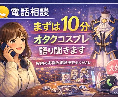 電話相談￤オタク・コスプレ悩み聞きます 熱い推し語りも界隈疲れも全部吐き出してすっきりしよ イメージ1