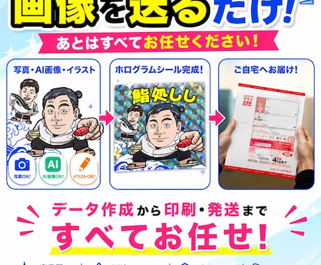 AI画像イラストもＯＫ！ホログラムシール制作します ◆印刷用データ作成・ホログラム印刷・発送まで完全お任せ！◆ イメージ2