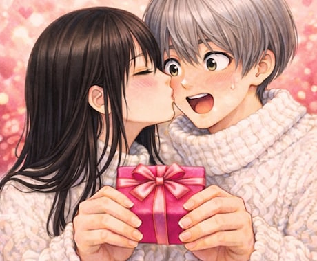 男女カップルを少女漫画風に制作します 水彩画のようなやさしく温かいタッチでイラストを制作します。 イメージ2