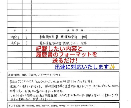 綺麗な字で履歴書の代筆承ります 綺麗な字で企業に熱意を伝えませんか？ イメージ2