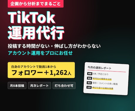 TikTok運用を企画から丸ごと代行します イメージ1