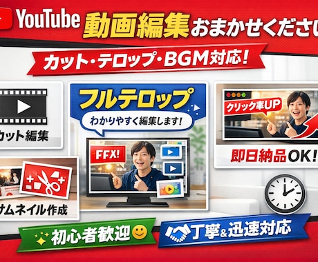 格安でYouTube用の動画編集承ります イメージ1