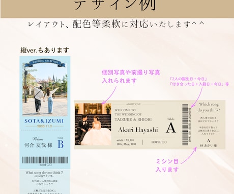 投票券付き映画チケット風エスコートカード作成します テンプレートあります！1週間以内のお渡しも◎ イメージ2