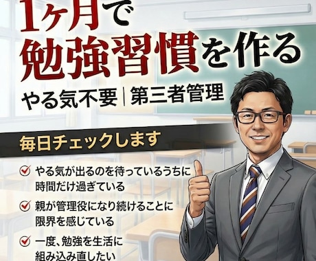 毎日のチェックでお子さんの勉強習慣を定着させます やる気に頼らない。鬼の塾長が淡々と管理します イメージ1