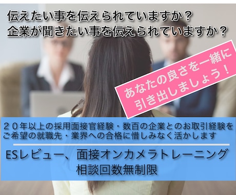 就職のためのES添削と模擬面接をさせていただきます 〜20年以上新卒採用面接官の経験を余すことなくご提供！〜 イメージ1