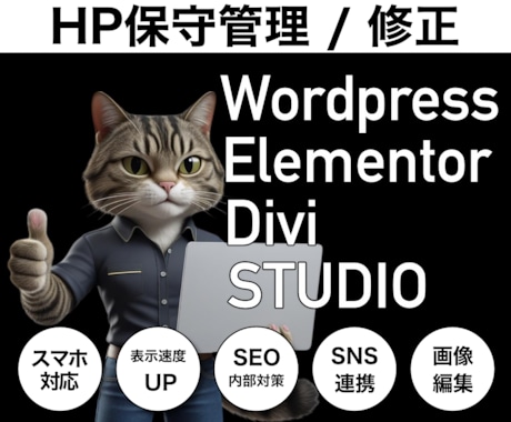 WordPress｜HP｜保守管理＆修正いたします Elementor｜STUDIOサイト保守＆修正サポート イメージ1