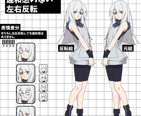6月まで期間限定で立ち絵制作します 左右反転しても違和感のないイラストを…… イメージ2