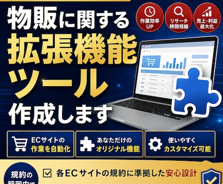 物販に関する拡張機能作ります リサーチや出品を1クリックに！あなたの実務を爆速化します イメージ1